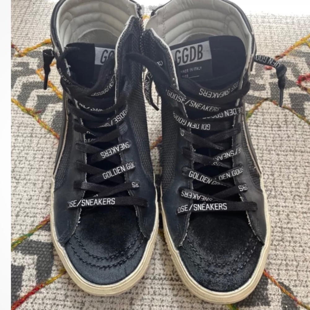 Golden Goose Slide High Top Sneaker, Black Gold Star, 39 US, 8.5 -WORN ONCE!